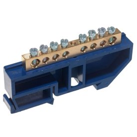 Шина нулевая NAVIGATOR на DIN-изоляторе 8 отверстий крепеж по центру 1шт латунь