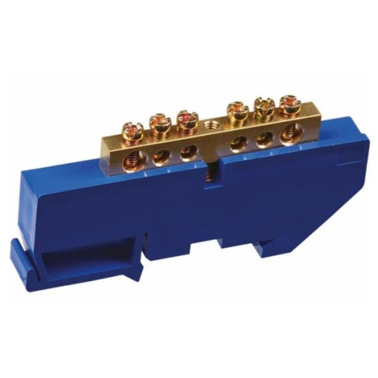 Шина нулевая NAVIGATOR на DIN-изоляторе 6 отверстий крепеж по центру 1шт латунь