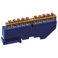 Шина нулевая NAVIGATOR на DIN-изоляторе 10 отверстий крепеж по центру 1шт латунь