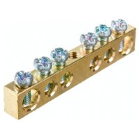 Шина нулевая NAVIGATOR NBB 6 отверстий крепеж по центру 1шт латунь