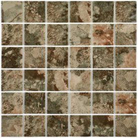 Мозаика стеклянная BONAPARTE Amuletto Leaf 30x30x0,45 глянцевый коричневый микс
