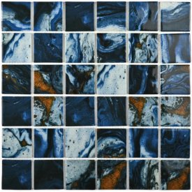 Мозаика стеклянная BONAPARTE Amuletto Art 30x30x0,45 глянцевый синий микс