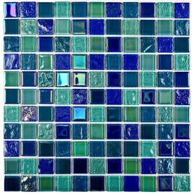 Мозаика стеклянная BONAPARTE Bondi breeze-25 30x30x0,4 глянцевый сине-голубой микс