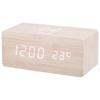 Часы электронные HOMESTAR HS-0123 беспроводная зарядка для телефона/будильник бежевый