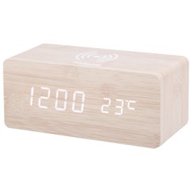 Часы электронные HOMESTAR HS-0123 беспроводная зарядка для телефона/будильник бежевый