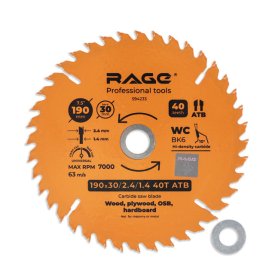 Диск пильный по дереву RAGE by VIRA 190х30/20/16мм 40 зубьев