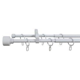 Карниз телескоп. 2-рядный UGO LOKS 160-300см 16/19мм белый матовый наконечник денео, арт.580970