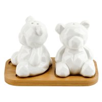 Набор для специй NOUVELLE HOME Натурель/Naturel 2632011 14х7х8,5см 2 предмета на подставке фарфор ба