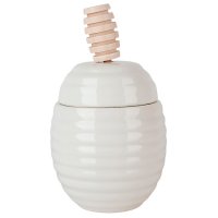 Банка для меда NOUVELLE HOME Naturel  0,29л 9х9х11см с ложкой фарфор бамбук