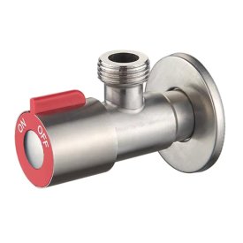 Кран угловой LEDEME L70507H НР/НР нерж сталь с отражателем хром, красный