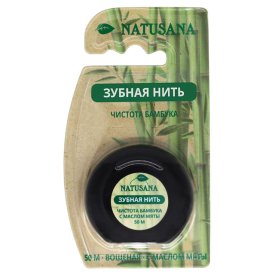Нить зубная NATUSANA Чистота бамбука вощеная с маслом мяты 50м