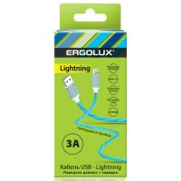 Кабель USB-Lightning ERGOLUX ELX-CDC03-C06 3А 1,2м голубой