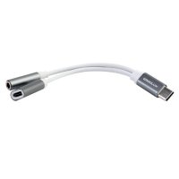 Адаптер звук+зарядка ERGOLUX ELX-CSA02-C01 12см Type-C 2 Type-С 3.5мм белый