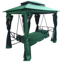 Качели садовые Шатер 2,32х1,49х2,34м темно-зеленые c антимоскитной сеткой (до 280кг)
