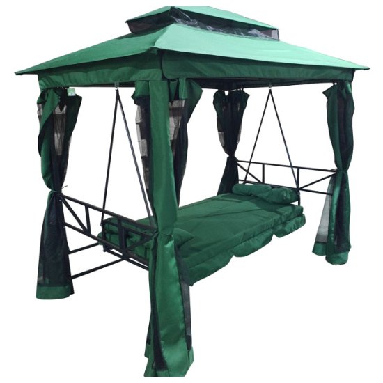 Качели садовые Шатер 2,32х1,49х2,34м темно-зеленые c антимоскитной сеткой (до 280кг)