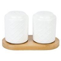 Набор для специй NOUVELLE HOME Натурель/Naturel 2предмета на подставке фарфор бамбук