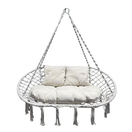 Гамак-кресло подвесное DOUBLE белый сталь, хлопок, полиэстер (до 200 кг)