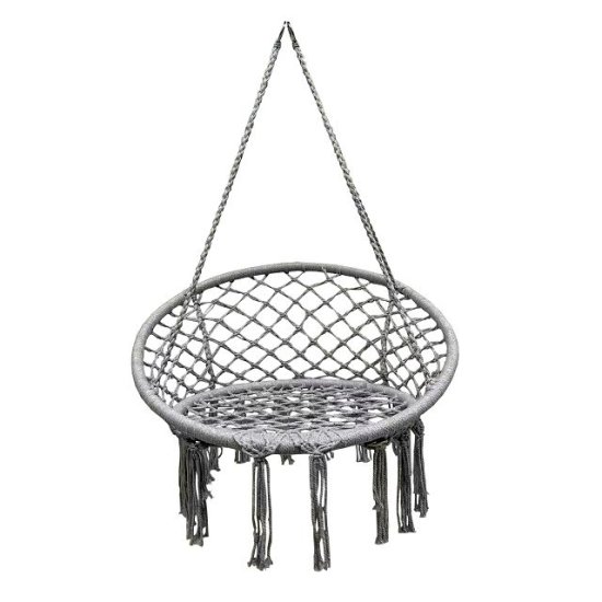 Гамак-кресло подвесное GREY 0,8х0,6х1,2м серый сталь, хлопок, полиэстер (до 120кг)