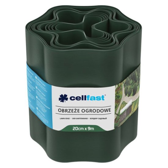 Лента бордюрная CELLFAST гофра 20см тёмно-зелёная 9м