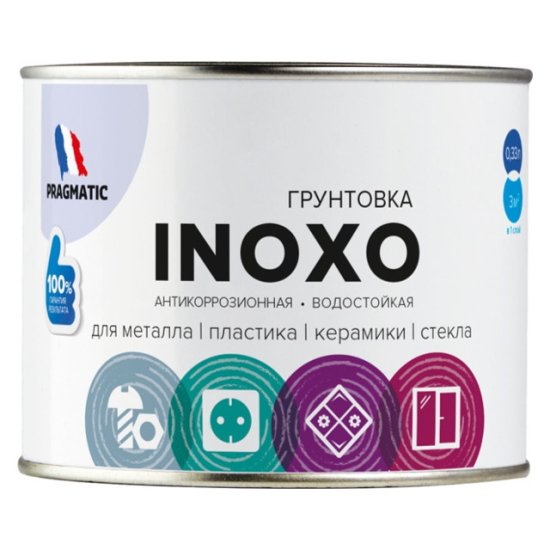 Грунтовка антикоррозионная для металла пластика керамики стекла PRAGMATIC Inoxo 0,33л, арт.150-448