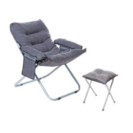 Кресло с табуретом 700х660х910мм хлопок, полиэстер, сталь, серый