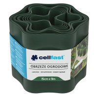 Лента бордюрная CELLFAST гофра 15cм тёмно-зелёная 9м