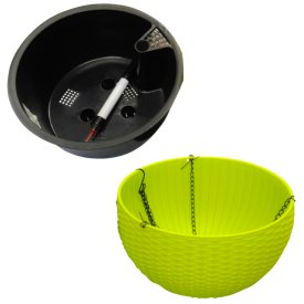 Кашпо подвесное 4,7л d26см h16см салатовое с указателем уровня воды