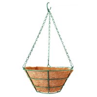 Кашпо подвесное металлическое с вкладышем из коковиты d25см усеченный конус
