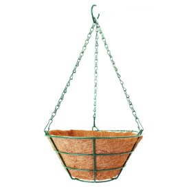 Кашпо подвесное металлическое с вкладышем из коковиты d25см усеченный конус