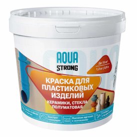 Краска в/д  AQUASTRONG для пластика, керамики, стекла полуматовая  1,2 кг белая, арт.4607130866566