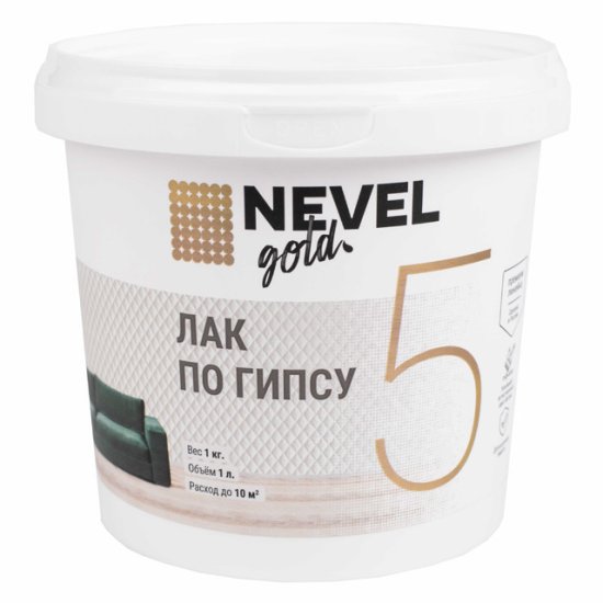 Лак в/д  NEVEL GOLD для гипса матовый 1,0 кг белый, арт. 4607130862698
