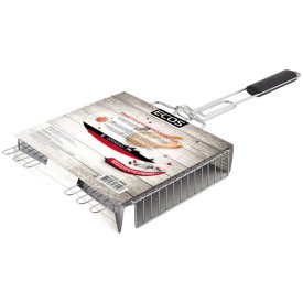 Решетка-гриль ECOS 31х24х5см хром.сталь, дерево 65см общая длина