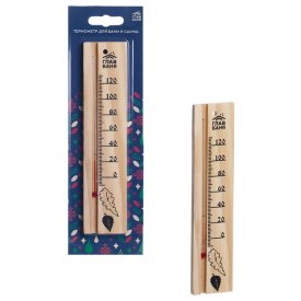 Термометр для бани ГЛАВБАНЯ Листочки жидкостный 200х45х7мм