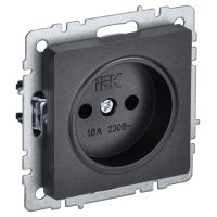 Розетка 1 пост IEK BRITE б/з б/ш 10А черный