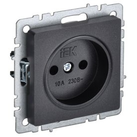 Розетка 1 пост IEK BRITE б/з б/ш 10А черный