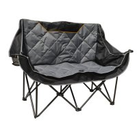 Кресло туристическое складное 138х53х92см двухместное сталь ПВХ серый черный