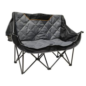 Кресло туристическое складное 138х53х92см двухместное сталь ПВХ серый черный