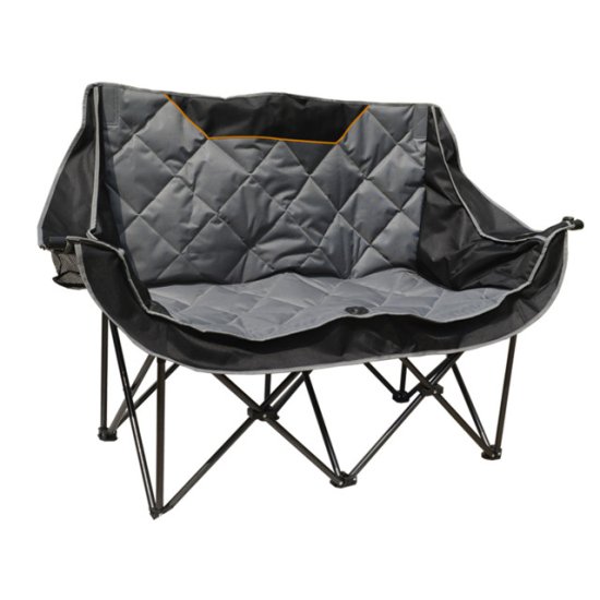 Кресло туристическое складное 138х53х92см двухместное сталь ПВХ серый черный