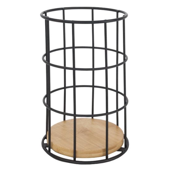 Подставка для столовых приборов TODELIA Блэк/Black&Wood 11,2х11,2х17см нерж.сталь, бамбук