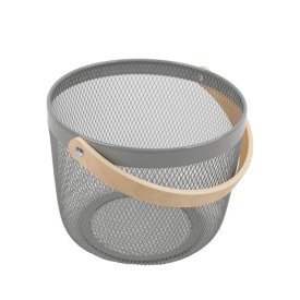 Корзина TODELIA Смарт/Netty 250х245х185мм с ручкой металл/дерево серый