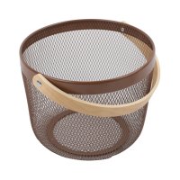 Корзина TODELIA Смарт/Netty 250х245х185мм с ручкой металл/дерево коричневый