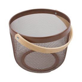 Корзина TODELIA Смарт/Netty 250х245х185мм с ручкой металл/дерево коричневый