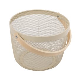 Корзина TODELIA Смарт/Netty 250х245х185мм с ручкой металл/дерево кремовый