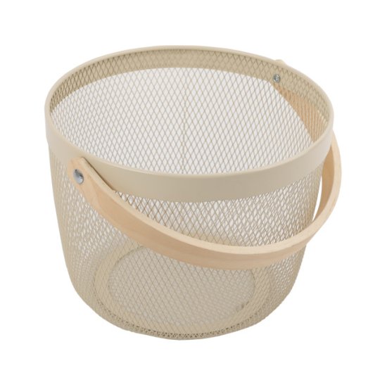 Корзина TODELIA Смарт/Netty 250х245х185мм с ручкой металл/дерево кремовый