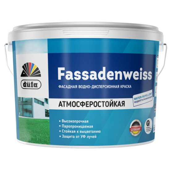 Краска в/д  DUFA Fassadenweiss фасадная белая 9л, арт. МП00-013957