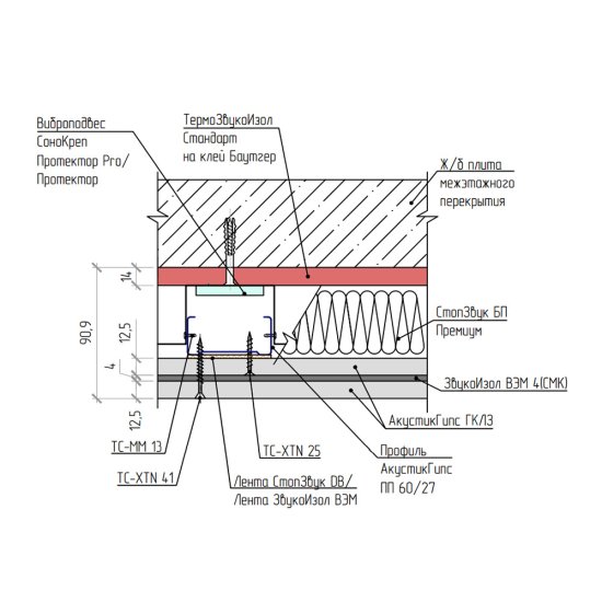 Мембрана звукоизоляционная Звукоизол ВЭМ СМК 2х1200х2500 мм 3 кв.м самоклеящаяся