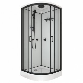Кабина душевая DOLCE Regina Black 90x90x219см 1/4 круга низкий поддон