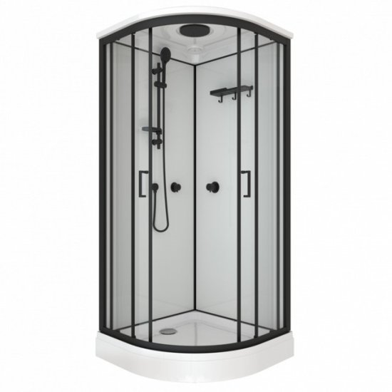 Кабина душевая DOLCE Regina Black 90x90x219см 1/4 круга низкий поддон