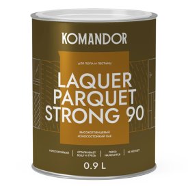 Лак в/д паркетный KOMANDOR Laquer Parquet Strong 90 0,9 л высокоглянцевый, арт.S1319003001