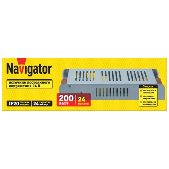 Блок питания NAVIGATOR для с/д ленты 200Вт IP20 24В